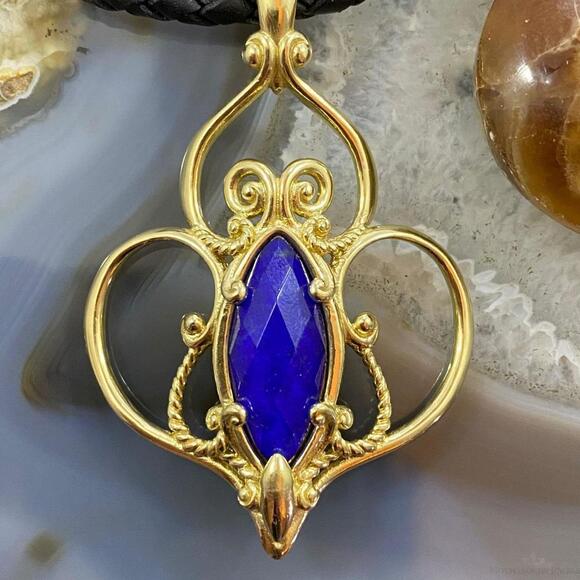 Carolyn Pollack Sterling Silver & Gold Plated Lapis Doublet Enhancer Pendant - Picture 6 of 10